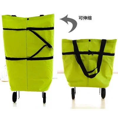 Folding Shopping Cart with Wheels - Oxford Fabric Trolley Bag