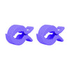 A pair of purple baby stroller blanket clips, designed as a universal holder for prams and carriers.