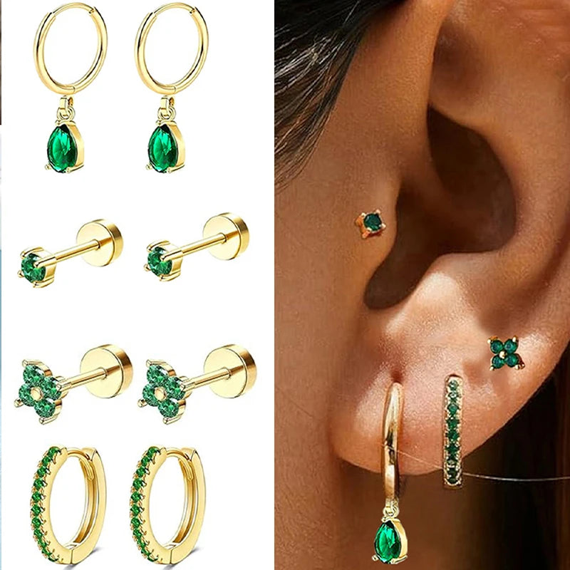 Moon-Shaped Stainless Steel Flatback Earrings