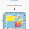 A large reusable water canvas product showing various letters, numbers, and shapes for kids to draw on.