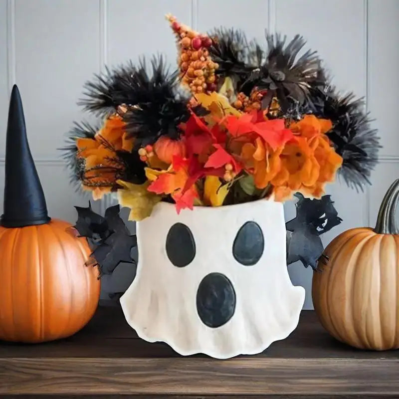 Ghost Halloween Planter Vase – Cute Ceramic Ghost Decor for Home