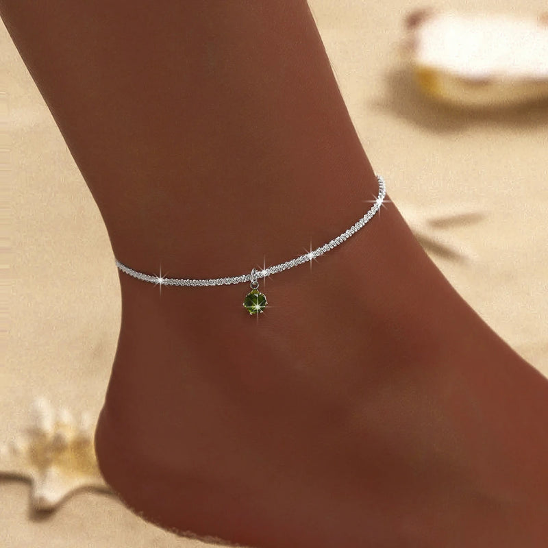 Dainty CZ Anklet with Layered Chain Design