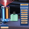 A rechargeable car aroma diffuser with a glass bottle and starry sky ambient light display