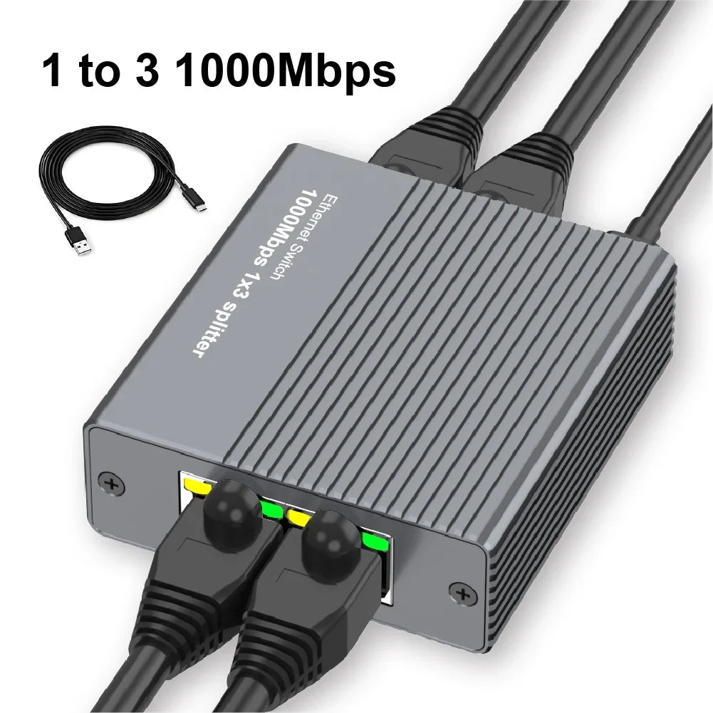 Gigabit Ethernet Splitter 1 to 4 Port Network Switch Hub