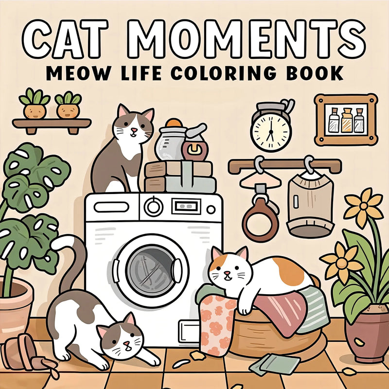 Cat Moments Adult Coloring Book