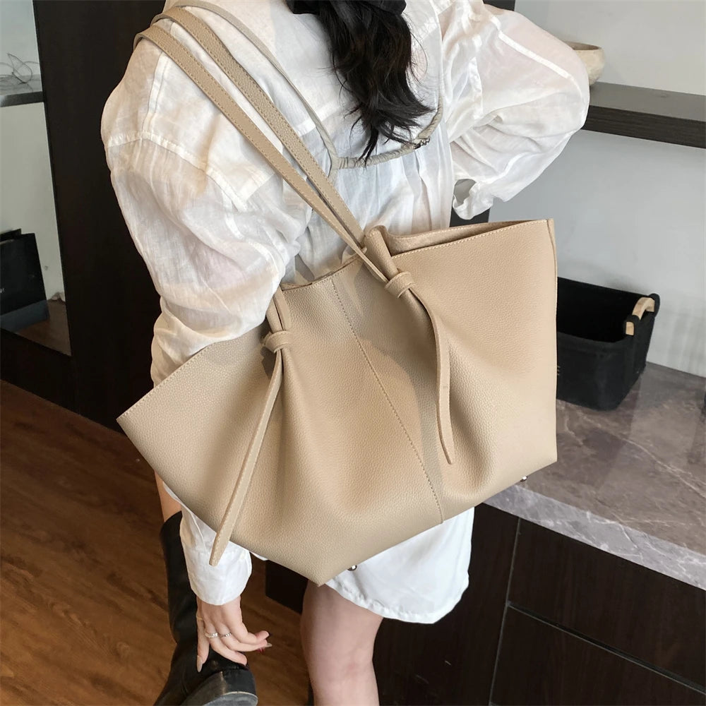 Soft PU Leather 2-in-1 Tote Bag Set for Women