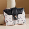 Slim PU Leather Zipper Wallet with Floral Detail