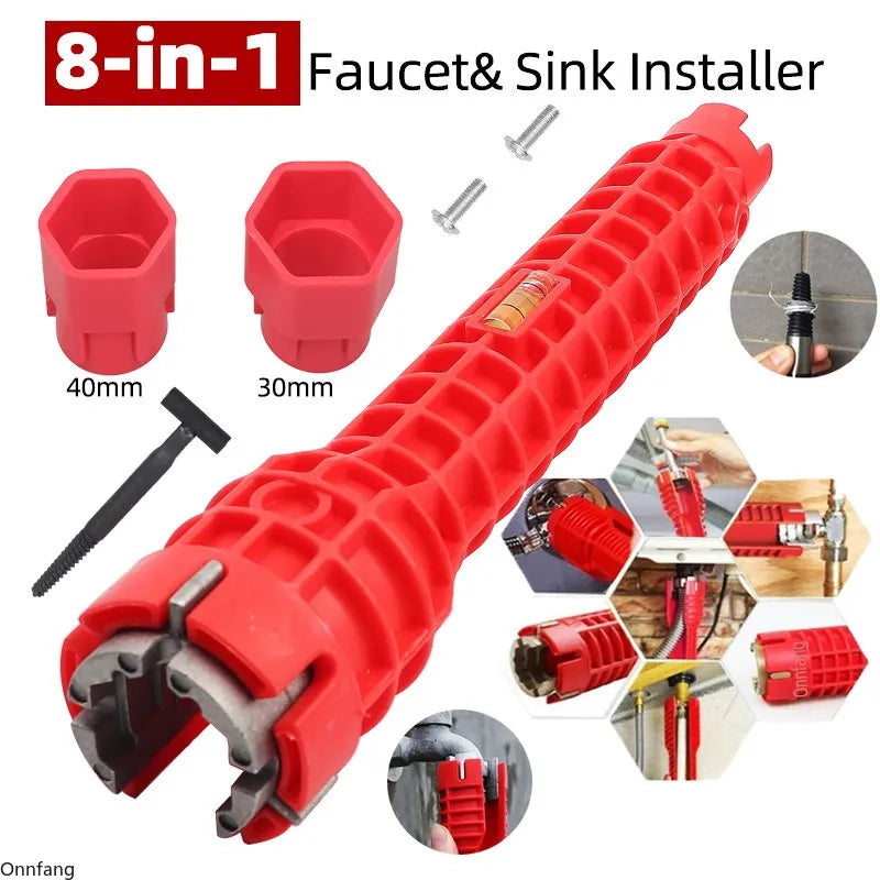 8-in-1 Multi-Function Plumbing Wrench Set for Faucets and Sinks