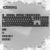 A close-up view of a mechanical keyboard featuring an Iceberg theme, with the title ICEBERG visible above the keys.