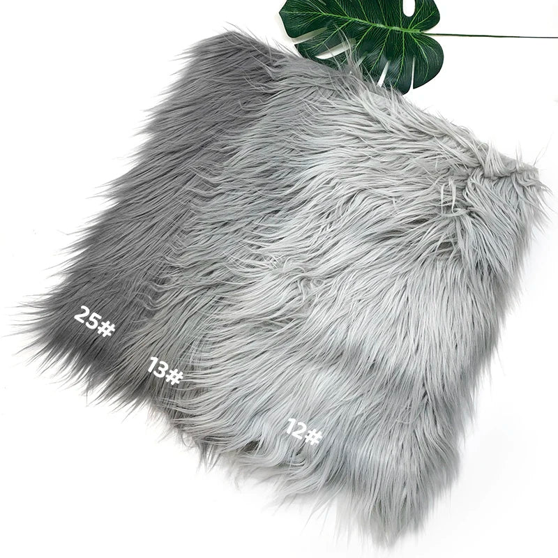 A square piece of soft gray faux fur fabric with numbered sections for DIY sewing and cosplay projects.