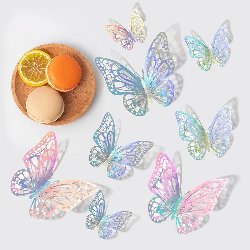 3D Rose Gold Butterfly Wall Decals for Home Decor