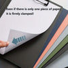 A stack of durable A4 clip folders in various colors is shown with a piece of paper firmly clamped inside.