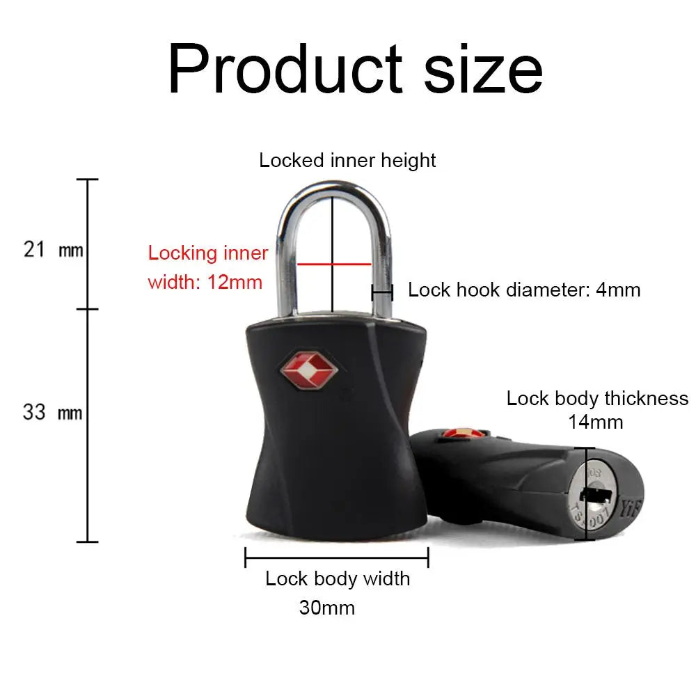 TSA-Approved Zinc Alloy Padlock with Keys for Luggage and Backpacks