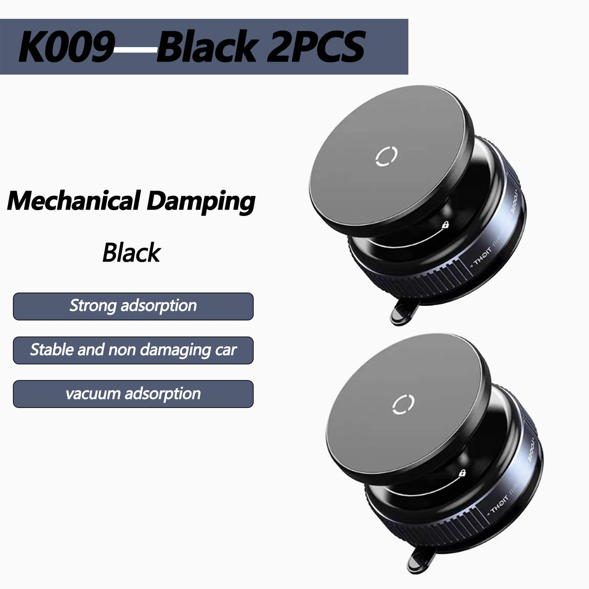 Black mechanical damping phone holder with a foldable 360 degree adjustable arm for car use