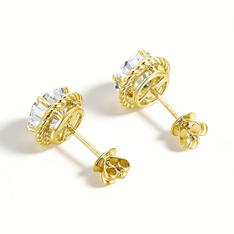 Pendientes de Moissanite con Baño de Oro de 14K