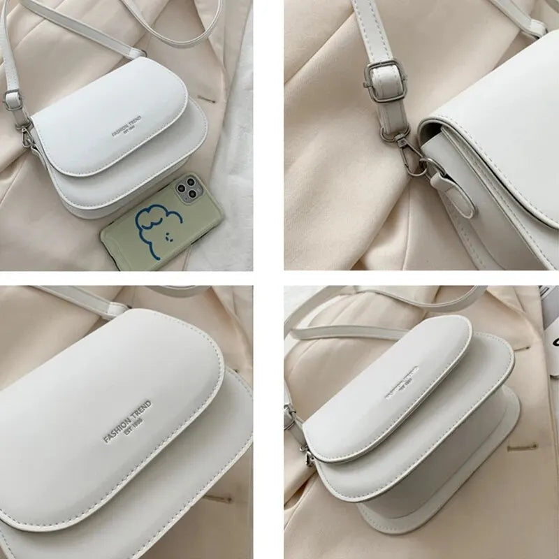 Solid Color Saddle Crossbody Bag
