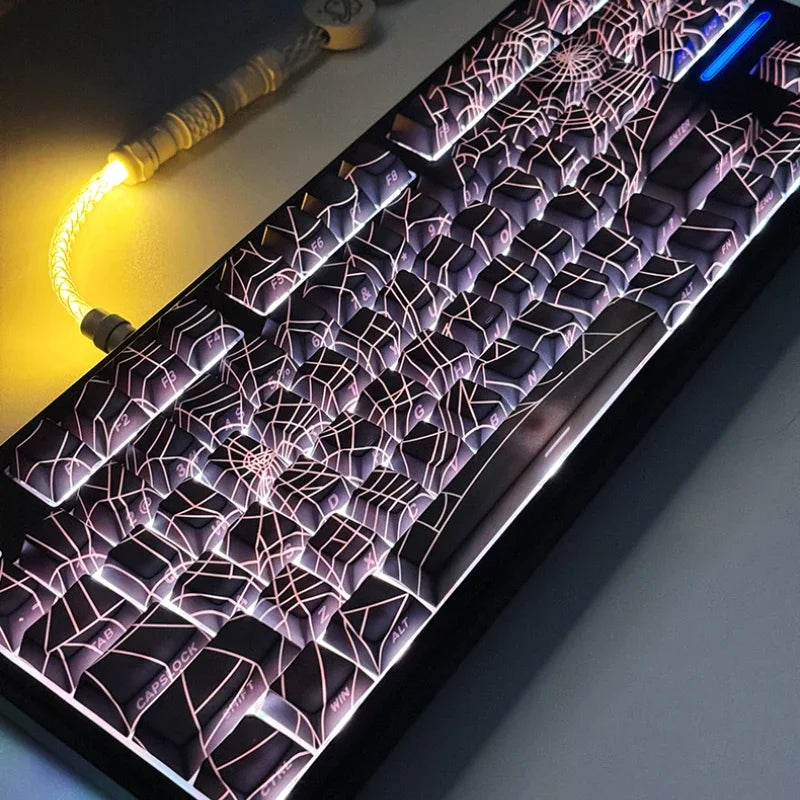 Black Spider Side-Printed Translucent Keycaps for Mechanical Keyboards