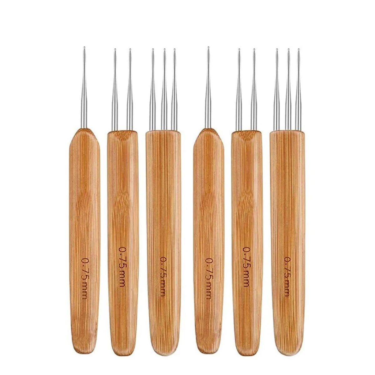 Wooden Dreadlock Crochet Hooks for Hair Styling (Set of 6)