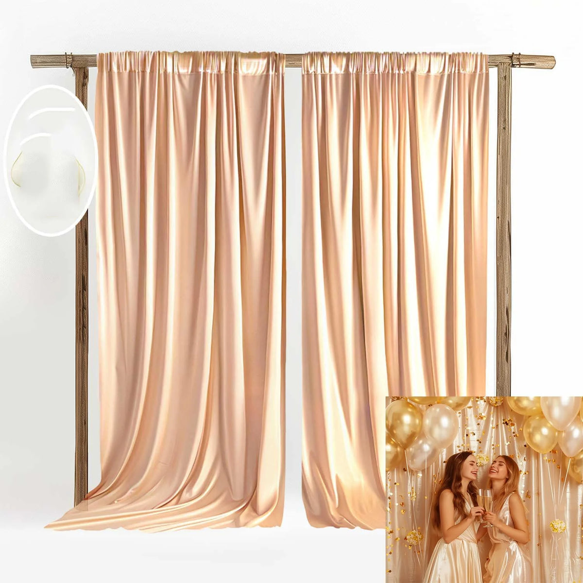 Shimmering Satin Backdrop Curtain Panels