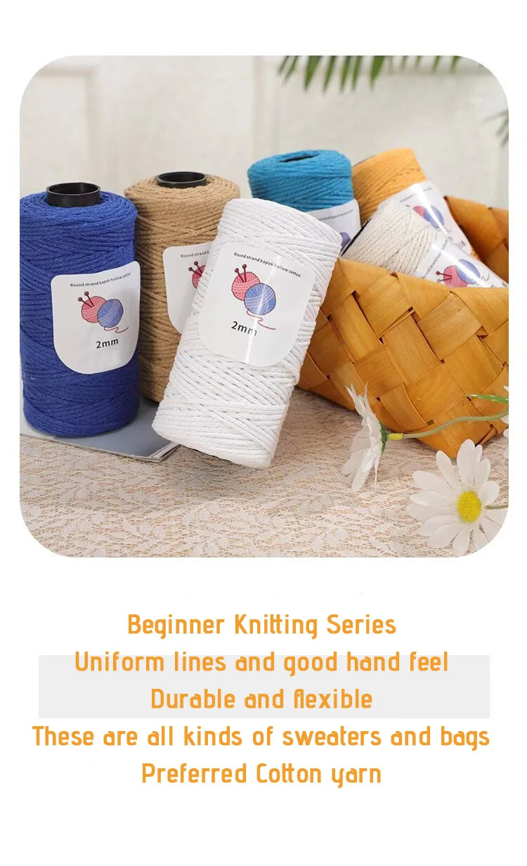 100% Cotton Hollow Yarn for Knitting & Crochet