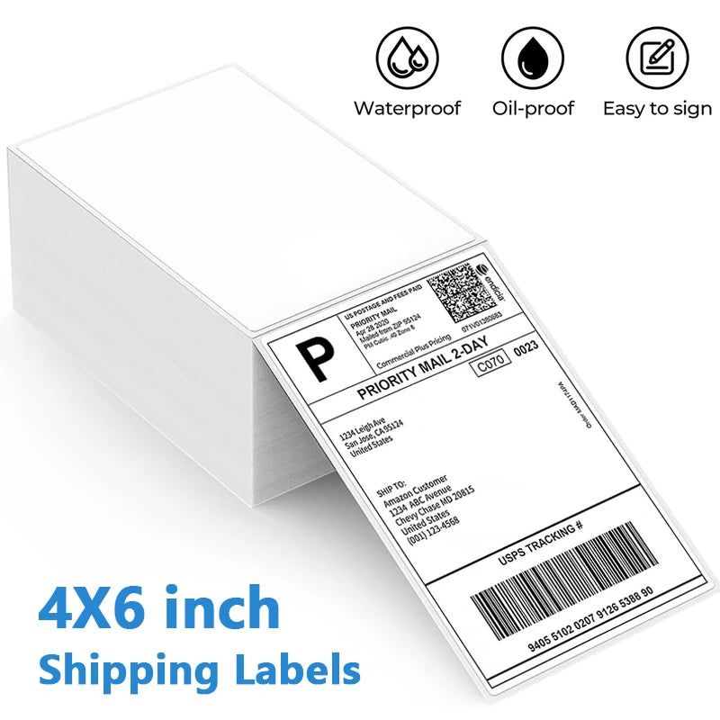 4x6 Inch Thermal Shipping Labels for Barcode and Address Printing