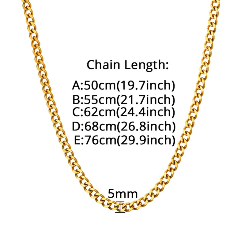 5mm Stainless Steel Cuban Link Chain Necklace