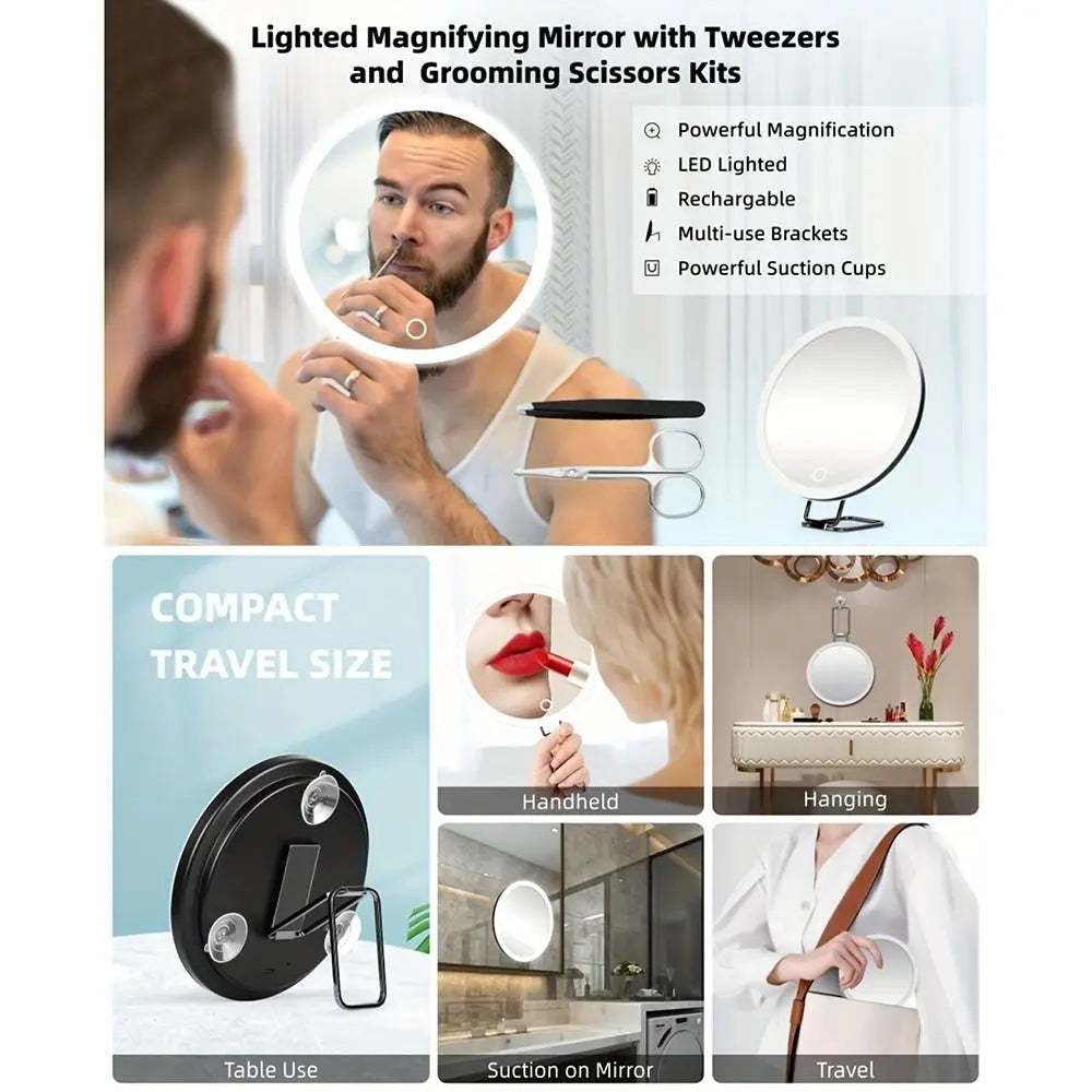 LED Magnifying Mirror with Adjustable Stand
