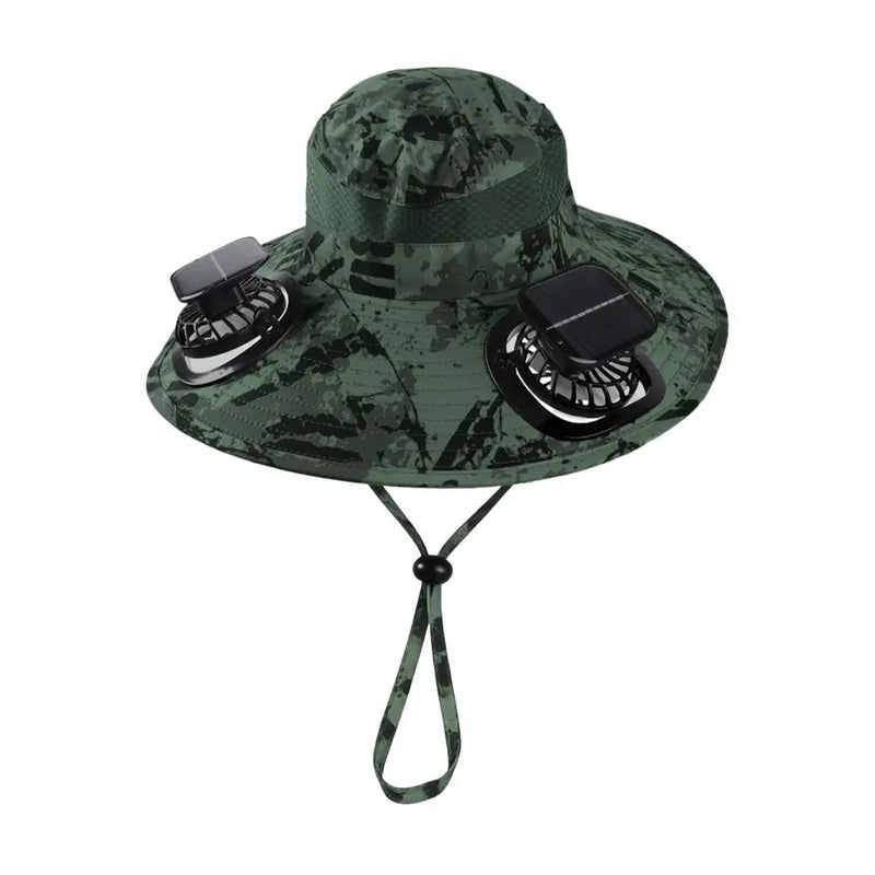 Solar-Powered Cooling Fisherman Hat with Dual Fans