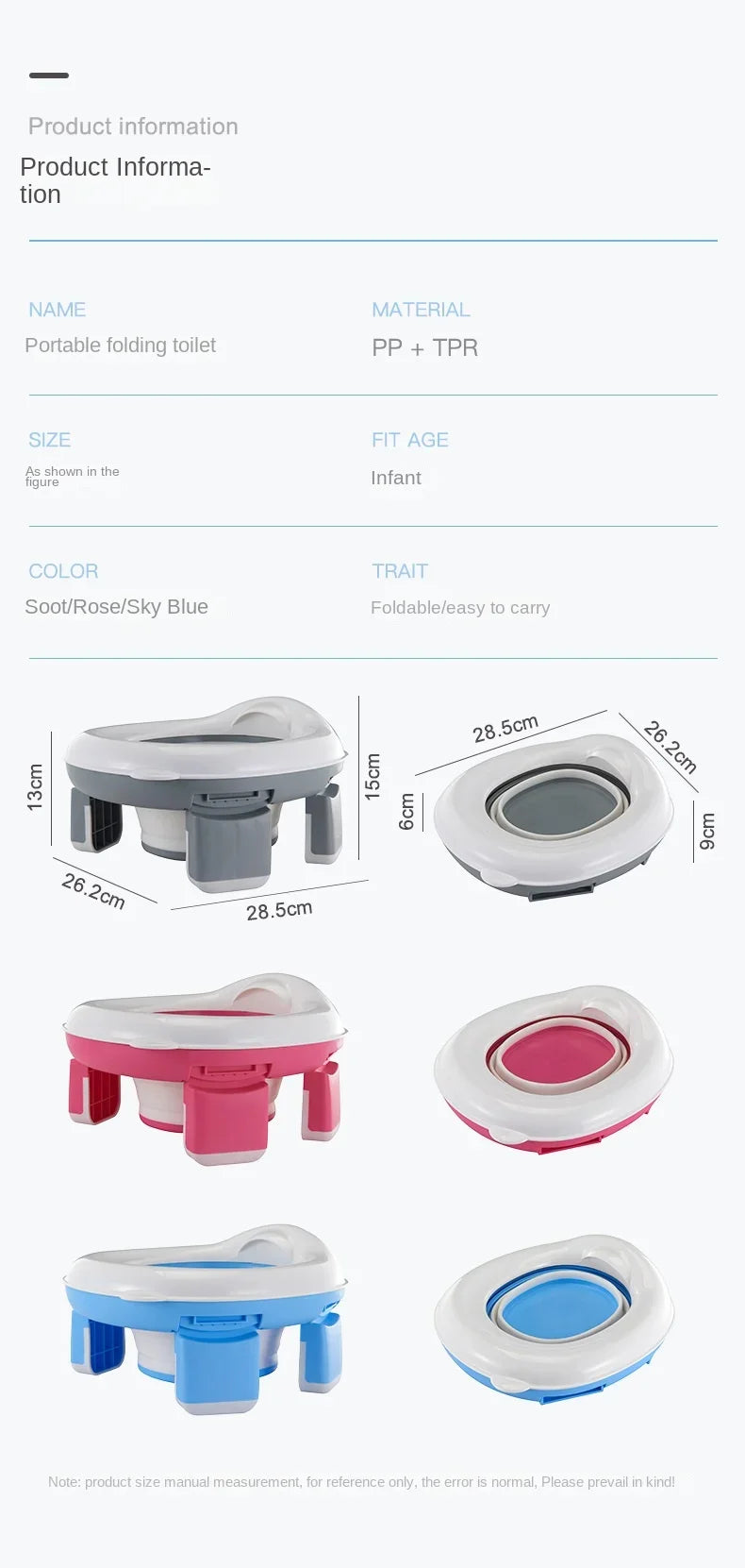 Foldable 3-in-1 Travel Potty for Kids with Disposable Bags