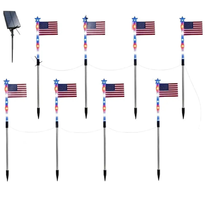 Solar-Powered American Flag Stake Lights (8-Pack)