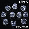 A set of 10 clear plastic primer bulbs for carburetor cleaning on chainsaws and trimmers, measuring 19/22mm.