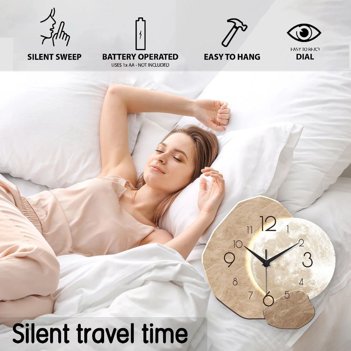 Minimalist Moon-Phase Wall Clock
