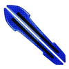 Blue reflective glow-in-the-dark bumper strips designed for car mirrors.