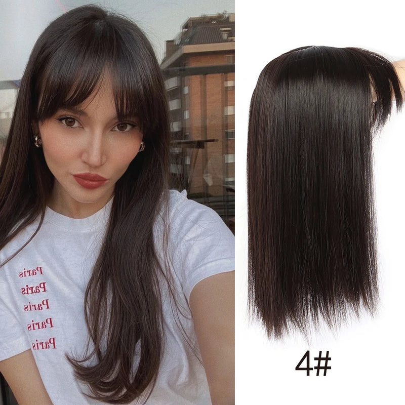 16-Inch Straight Hair Topper with Bangs