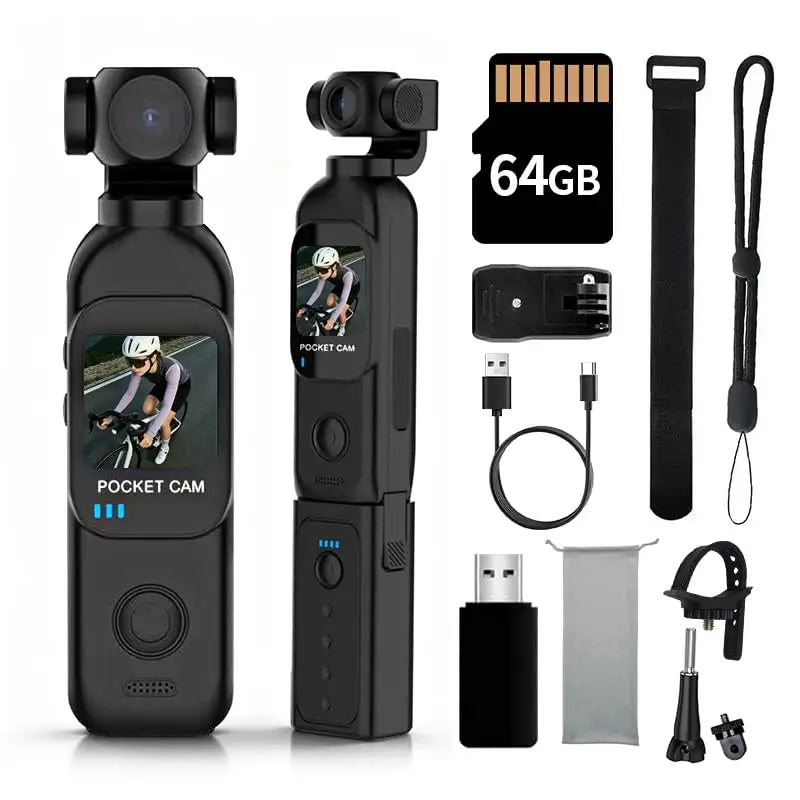 4K Pocket Action Camera with Rotating Lens