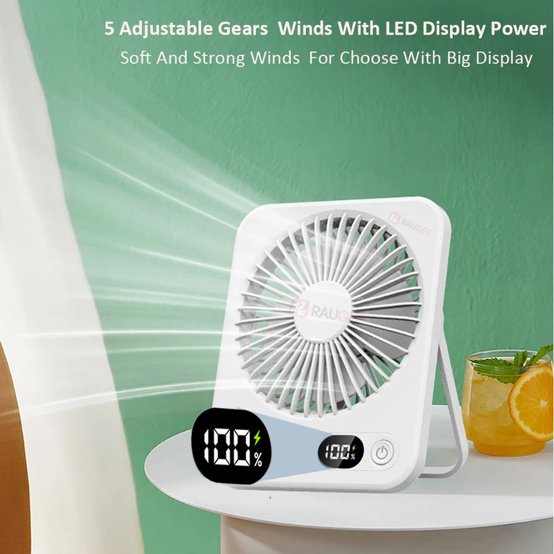 Portable Foldable Mini Fan with Digital Display