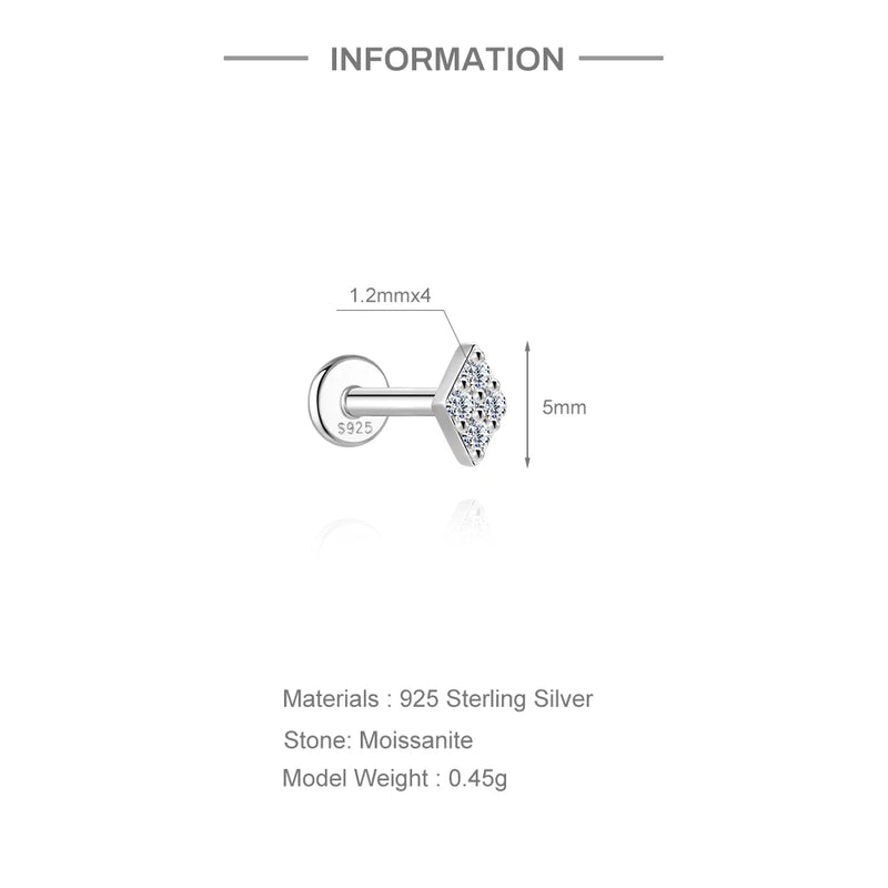 925 Sterling Silver Moissanite Bowknot Stud Earrings