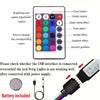 A control panel for an RGB LED strip light showing buttons for brightness, color selection, and effects like flash and strobe