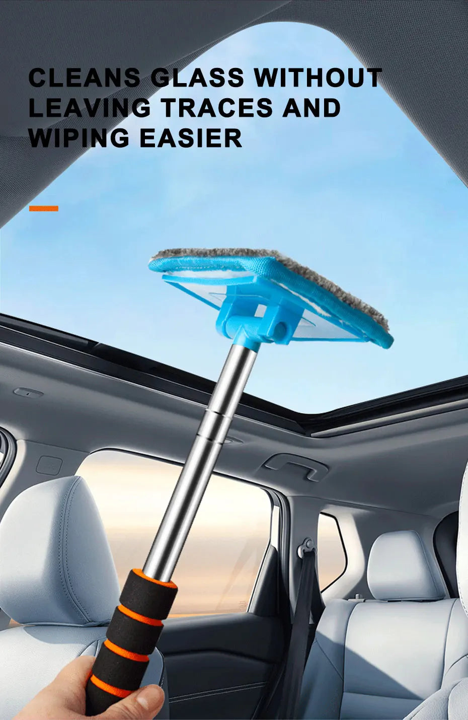 Telescopic Windshield Cleaning Brush with Soft Absorbent Head