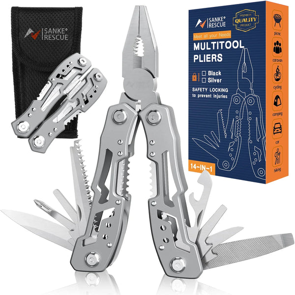 14-in-1 Folding Multi-Tool with Stainless Steel Pliers