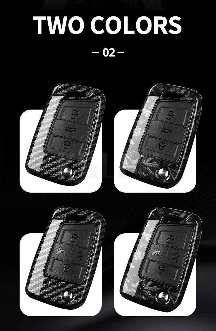 Carbon Fiber Car Key Case Cover for VW, SEAT & Skoda