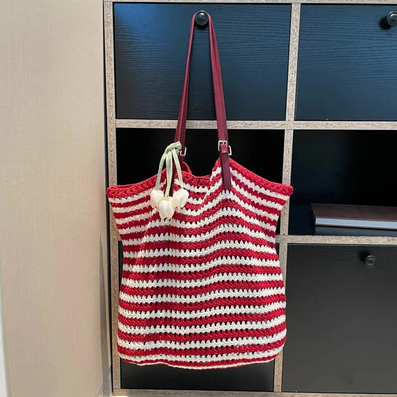 Hand-Knitted Cotton Tote Bag