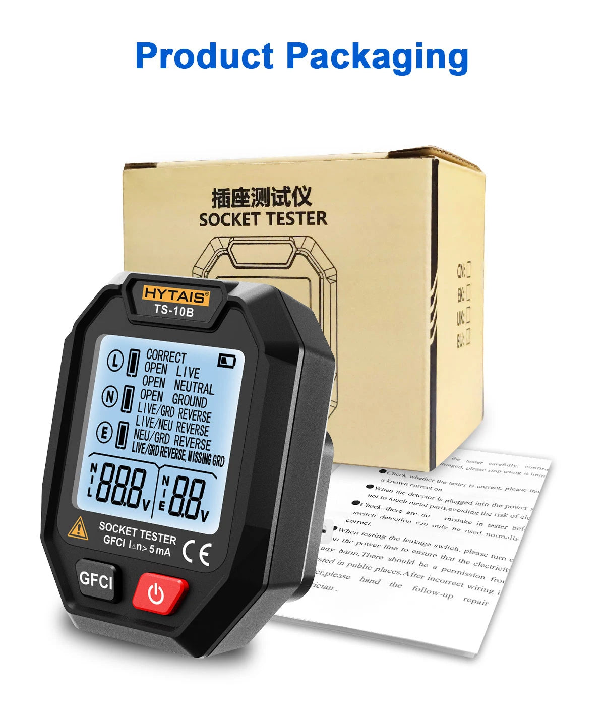 Digital Socket Tester with Large Backlit Display