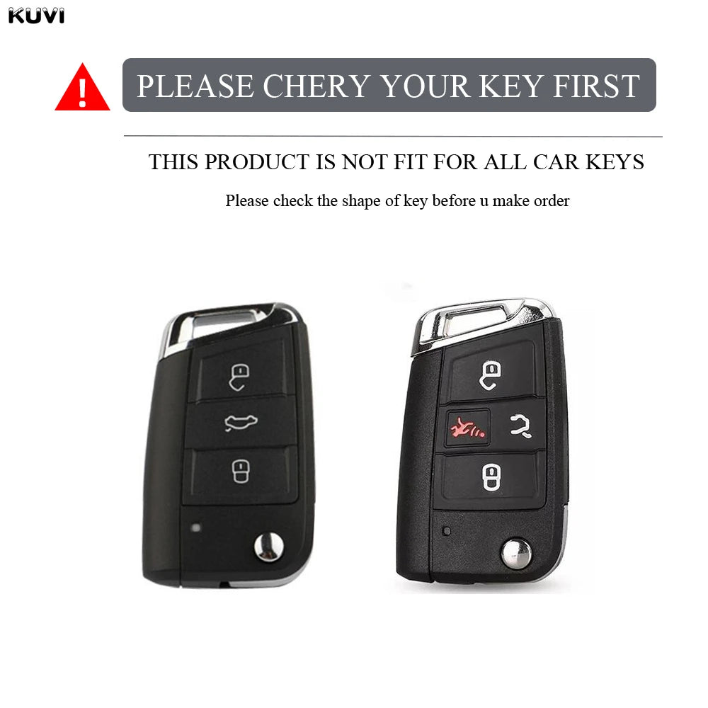 A black TPU car key cover designed for VW, SEAT, and Skoda models, shown from the front.