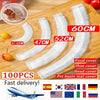 White reusable elastic food covers for freshness and kitchen organization sold in a 100-piece pack.