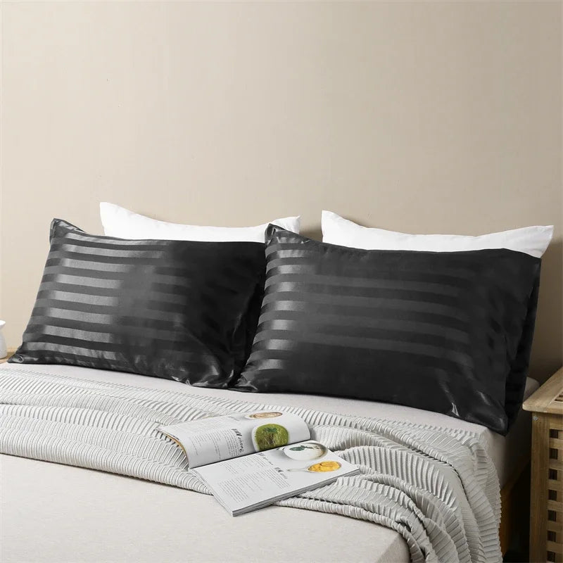 Luxurious Satin Stripe Pillowcase with Envelope Closure