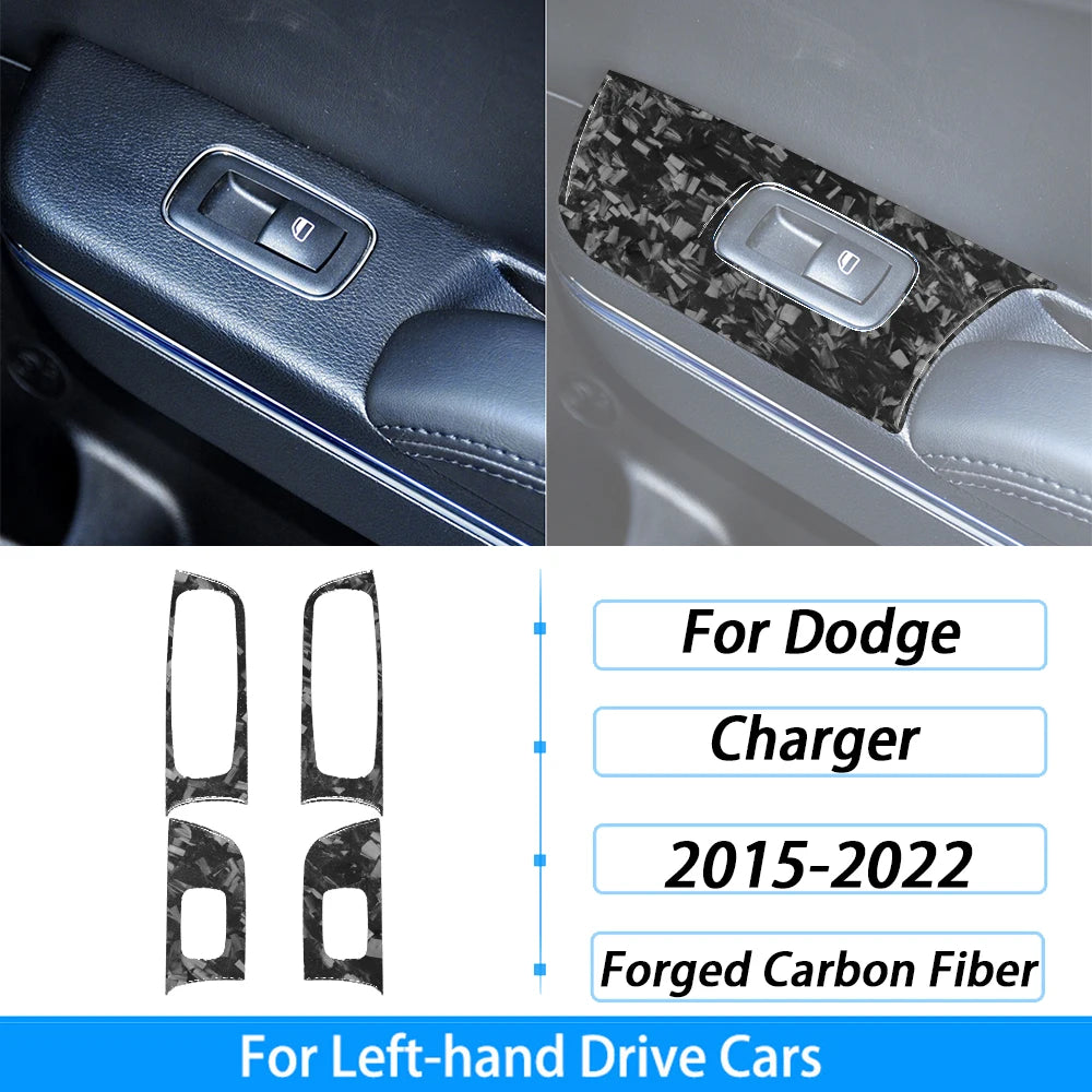 Compteur de vitesse et garniture de ventilation en fibre de carbone pour une Dodge Charger à conduite à gauche