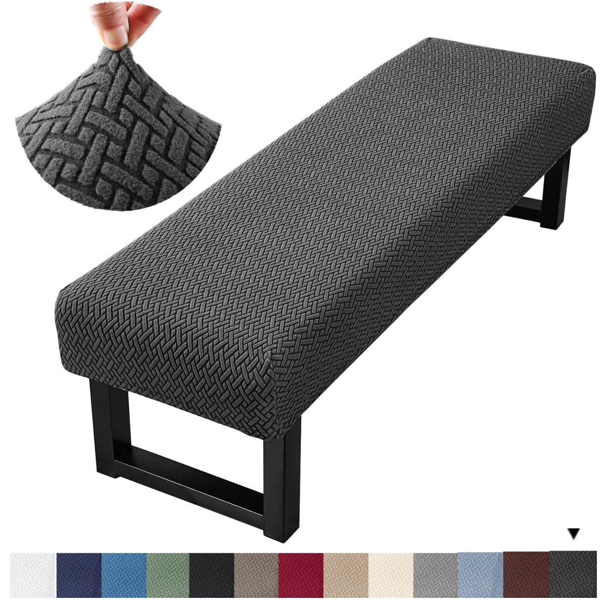 Stretch Jacquard Bench Cover – Modern, Washable Slipcover for Living Room Seating