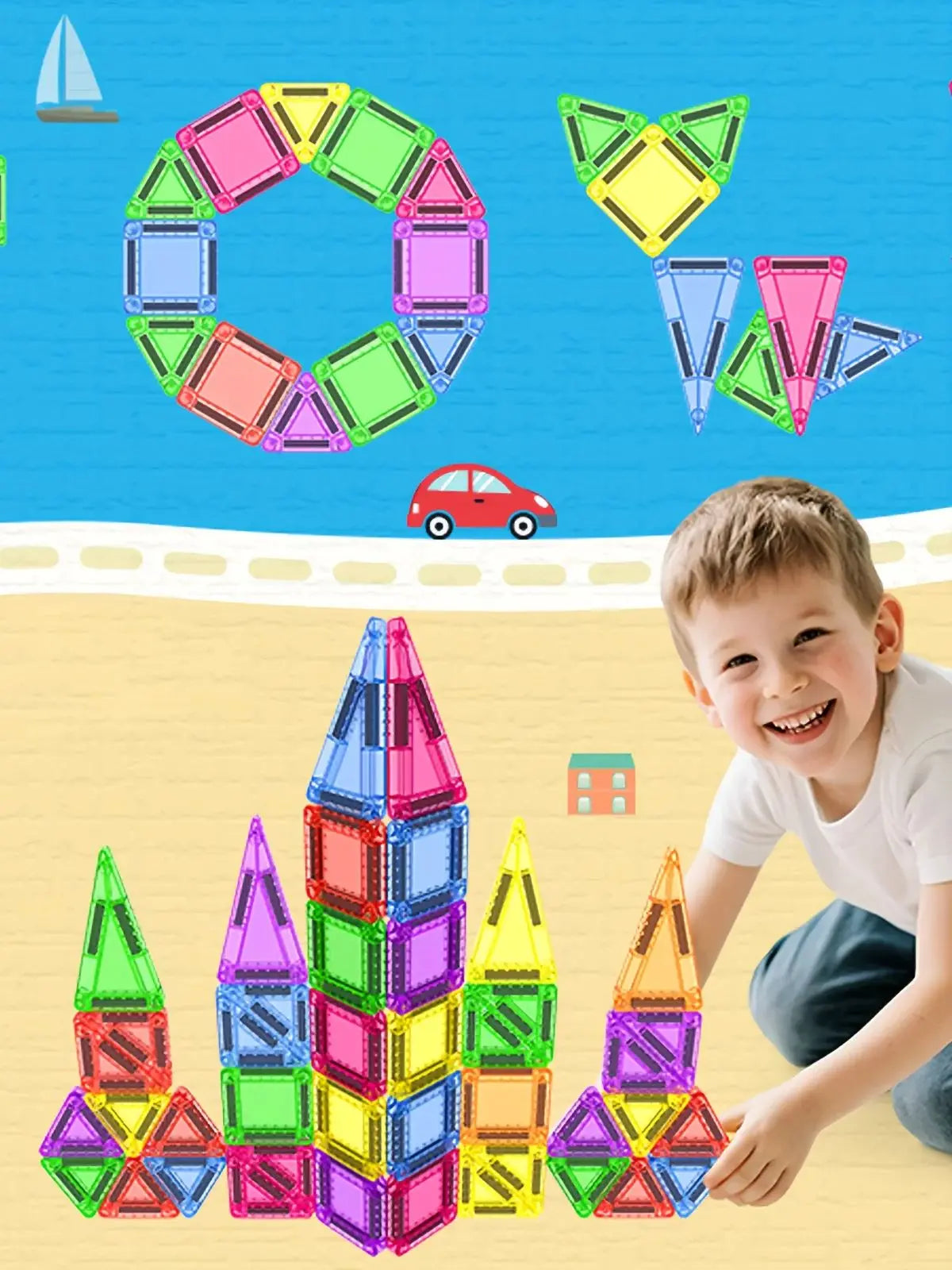 Magnetic Building Blocks with Storage Box – Portable STEM Toy Set