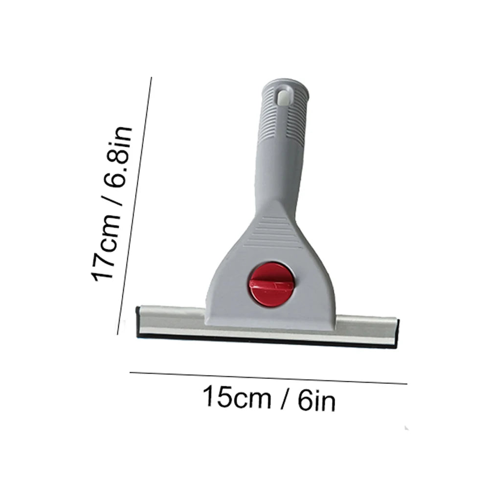 A gray multi-purpose glass cleaning squeegee with a silicone blade shown against a white background.